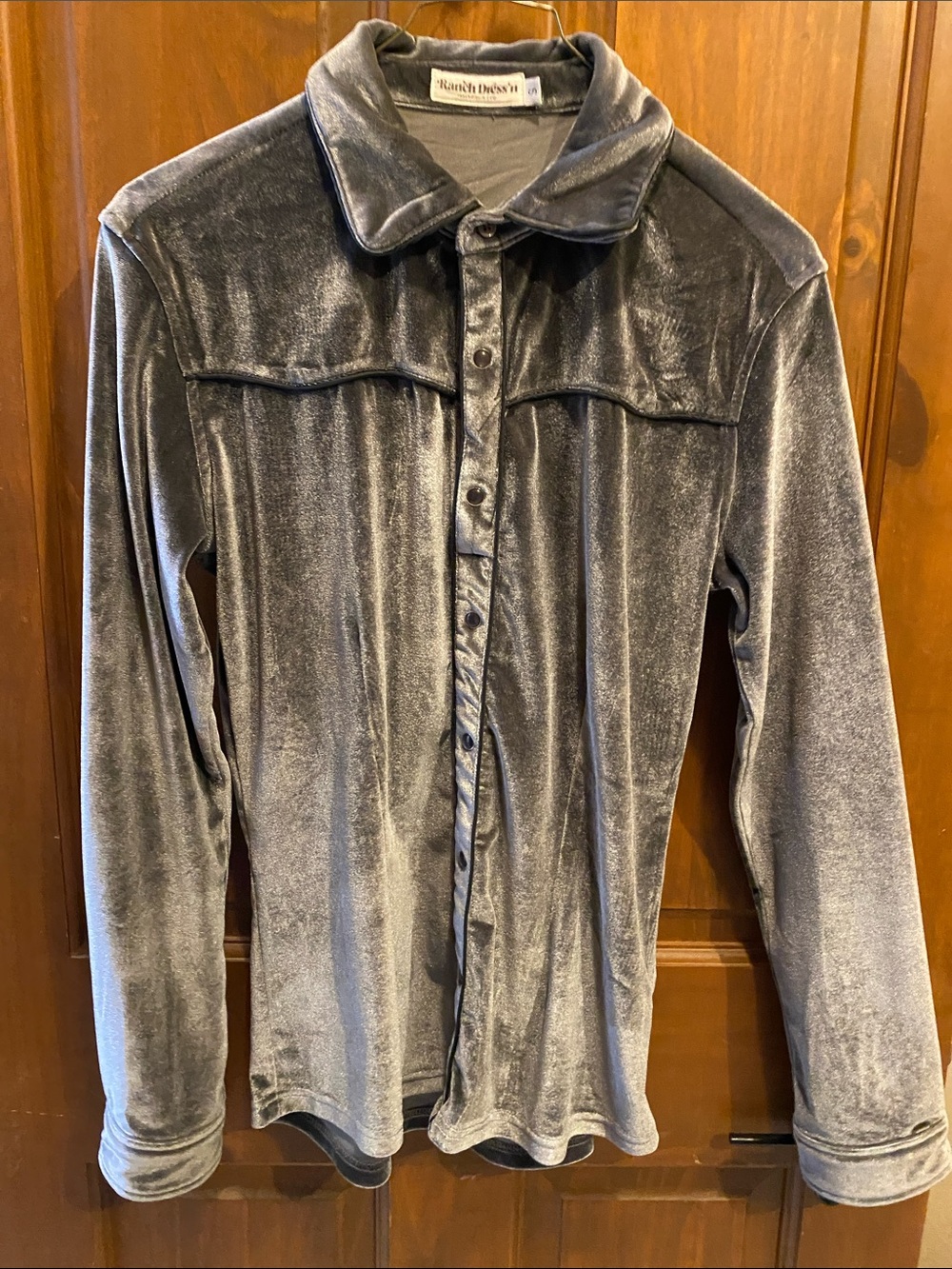 Ranch Dressin Gray Velvet Button-Up Jacket
